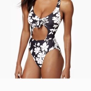 MICHAEL Michael Kors Black & White Floral One-Piece Swimsuit